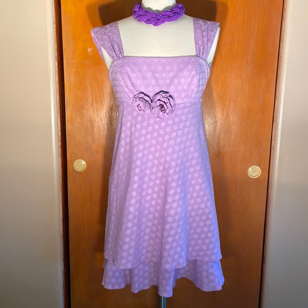Women’s Madison Sleeveless Dress sz 4 in Purple, All Ocassion Style with Roses